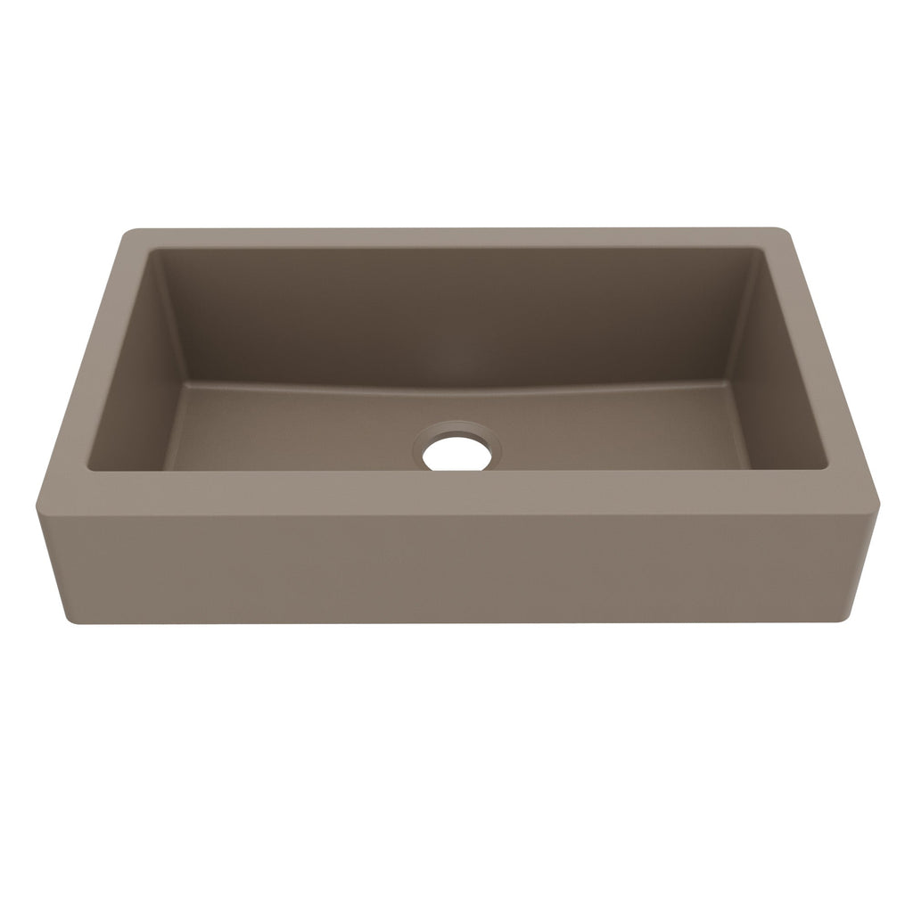 34" Retrofit Farmhouse Large Single Bowl Quartz Composite Kitchen Sink In Concrete
