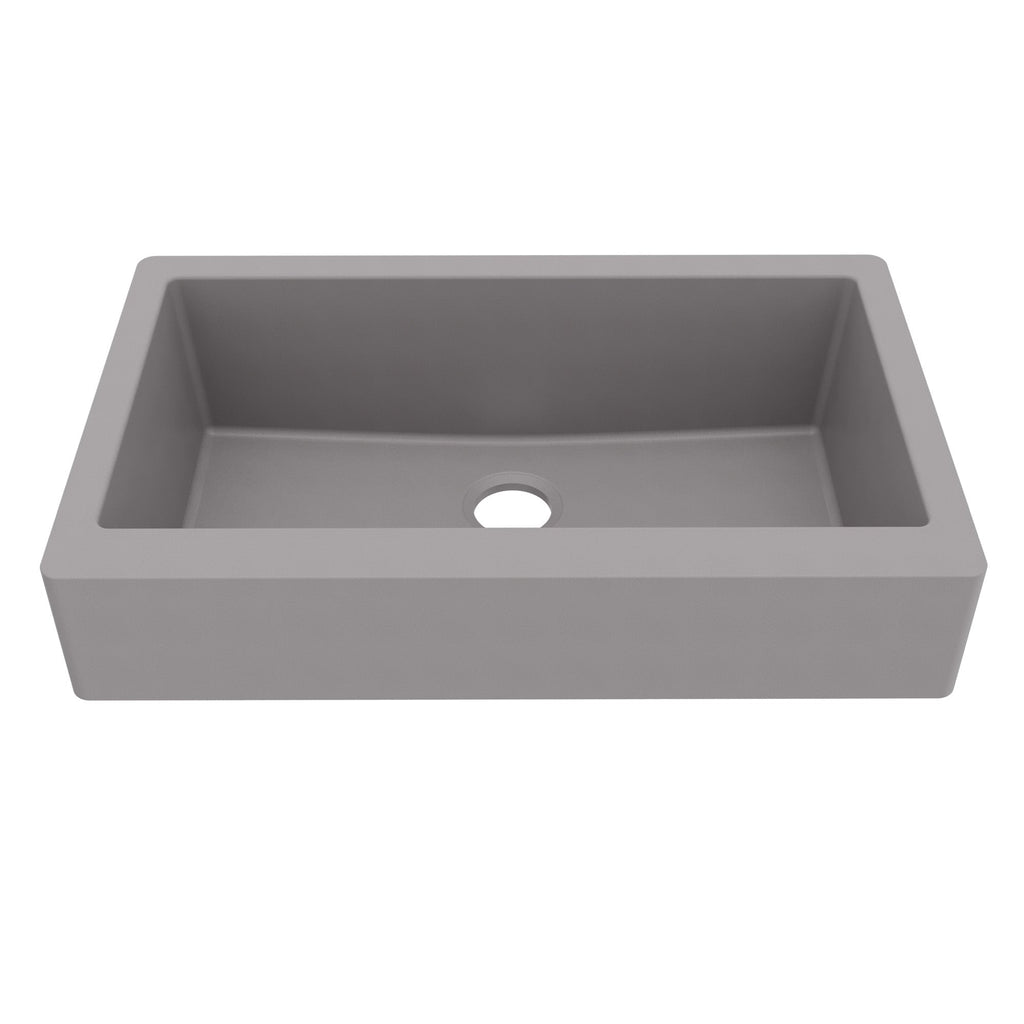 34" Retrofit Farmhouse Large Single Bowl Quartz Composite Kitchen Sink In Grey