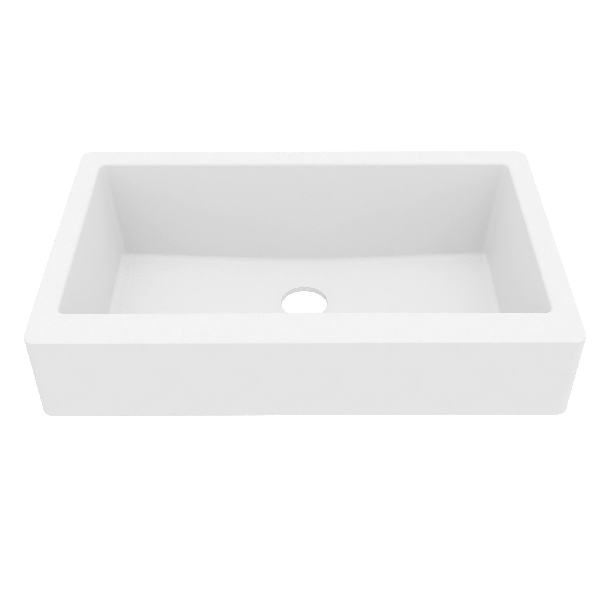 34" Retrofit Farmhouse Large Single Bowl Quartz Composite Kitchen Sink In White