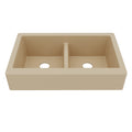 34" Retrofit Farmhouse Double Equal Bowl Quartz Composite Kitchen Sink In Bisque