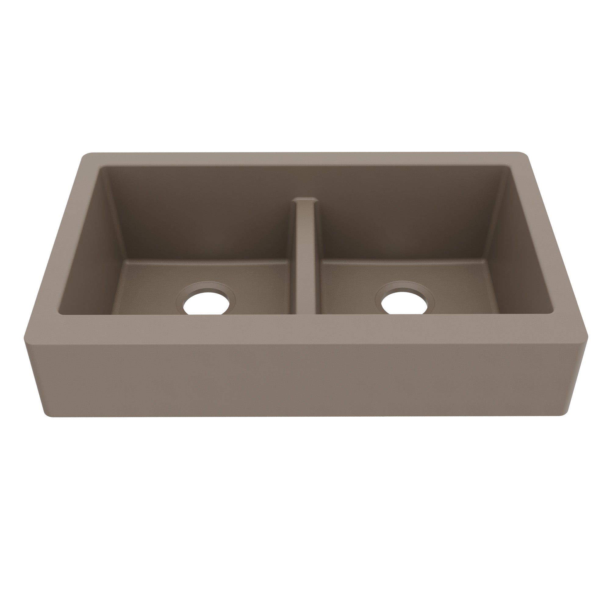 34" Retrofit Farmhouse Double Equal Bowl Quartz Composite Kitchen Sink In Concrete
