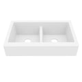 34" Retrofit Farmhouse Double Equal Bowl Quartz Composite Kitchen Sink In White