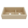34" Retrofit Farmhouse Double Offset Bowl Quartz Composite Kitchen Sink In Bisque