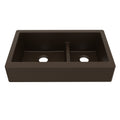 34" Retrofit Farmhouse Double Offset Bowl Quartz Composite Kitchen Sink In Brown
