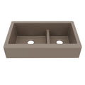 34" Retrofit Farmhouse Double Offset Bowl Quartz Composite Kitchen Sink In Concrete