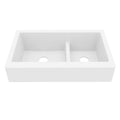 34" Retrofit Farmhouse Double Offset Bowl Quartz Composite Kitchen Sink In White