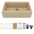 34" Farmhouse Large Single Bowl Quartz Composite Workstation Kitchen Sink In Bisque
