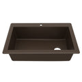 33" Top Mount Large Single Bowl Quartz Composite Kitchen Sink In Brown