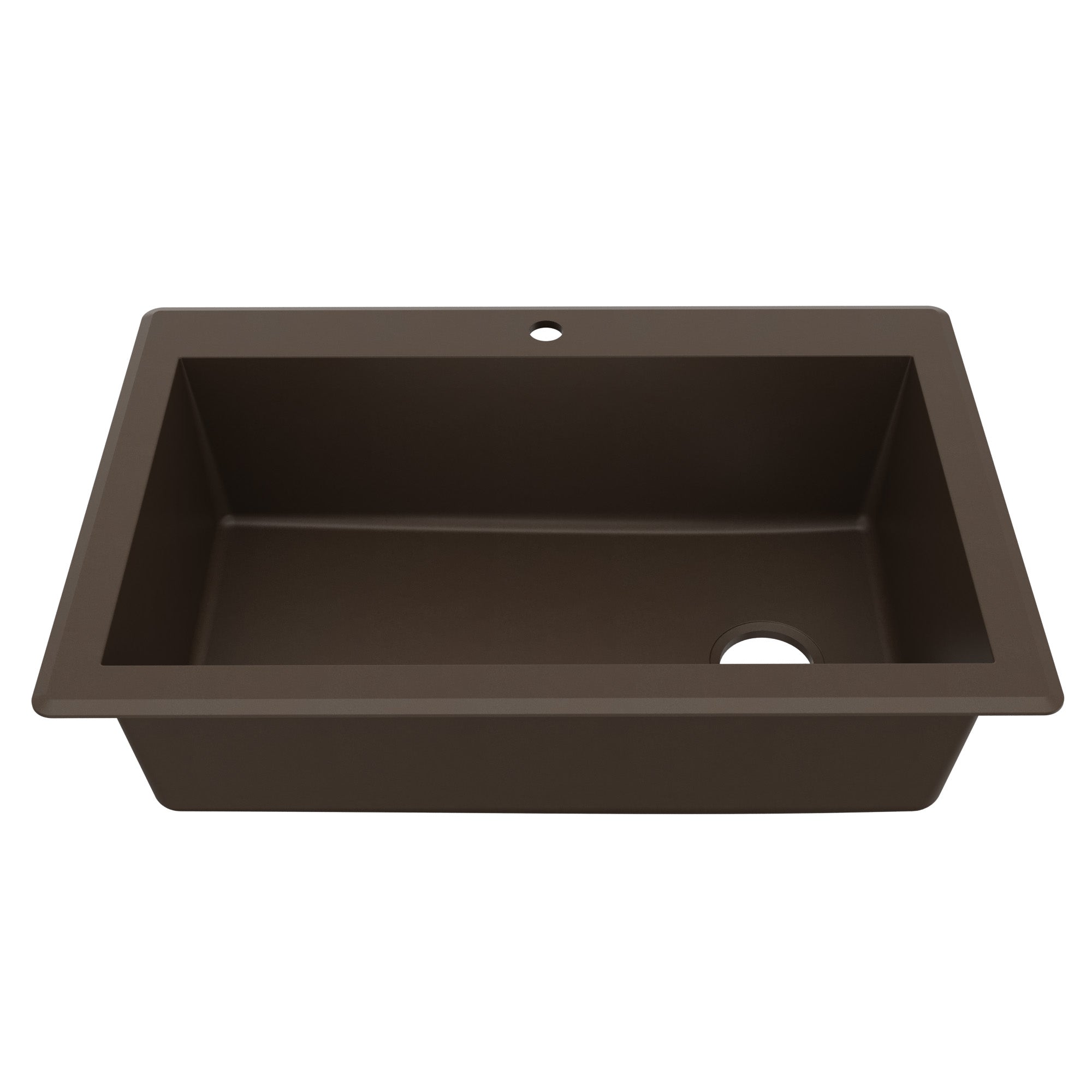 33" Top Mount Large Single Bowl Quartz Composite Kitchen Sink In Brown