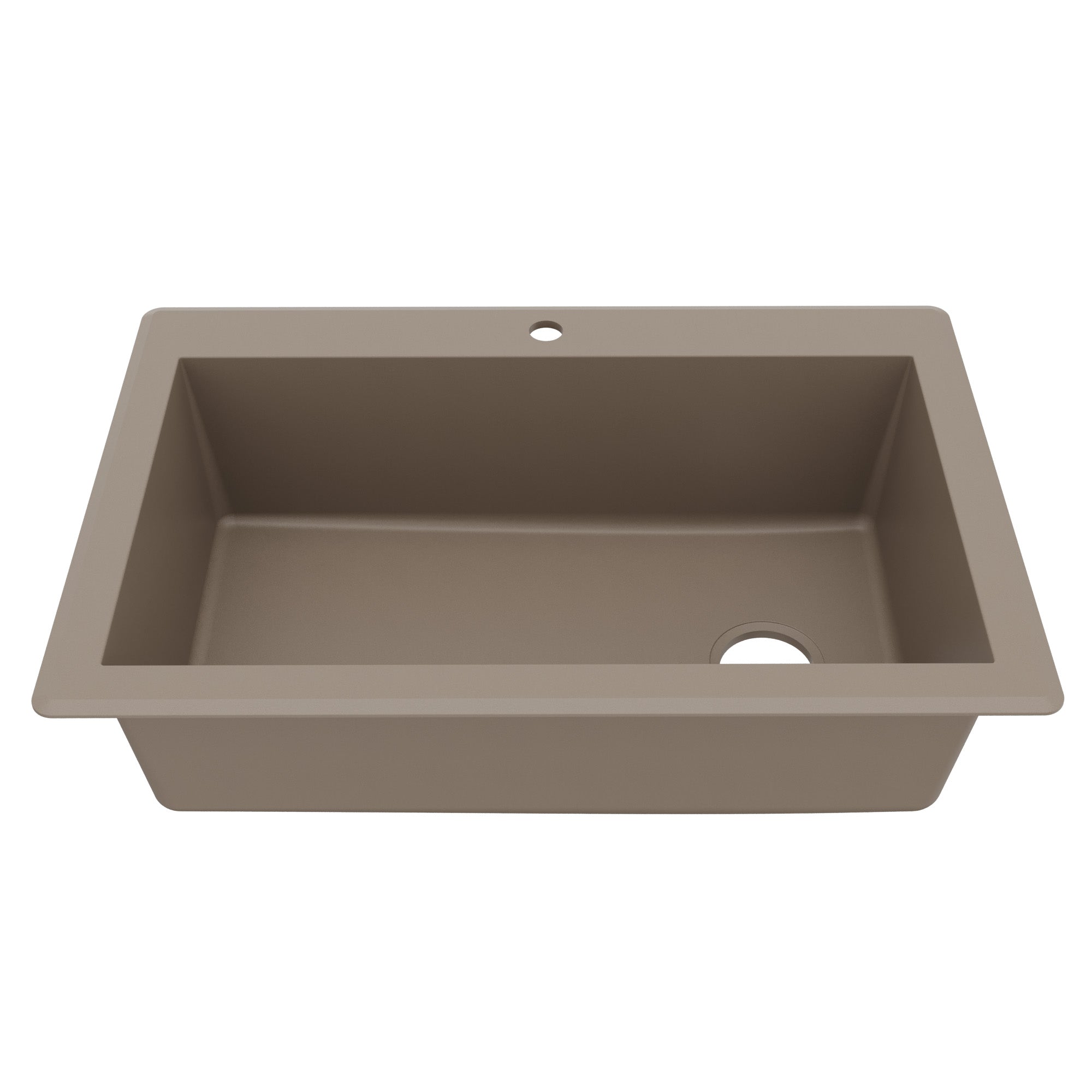 33" Top Mount Large Single Bowl Quartz Composite Kitchen Sink In Concrete
