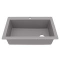 33" Top Mount Large Single Bowl Quartz Composite Kitchen Sink In Grey