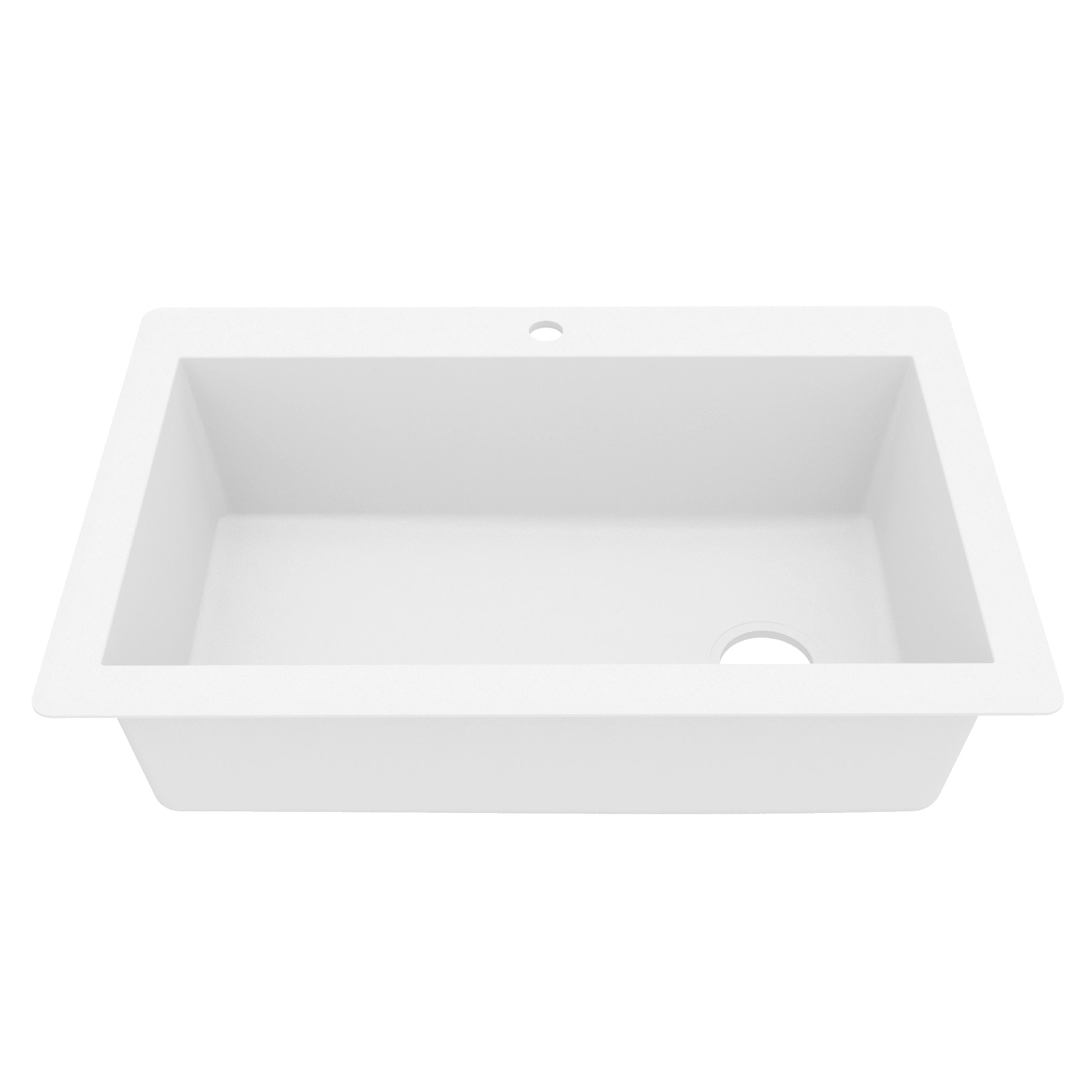 33" Top Mount Large Single Bowl Quartz Composite Kitchen Sink In White