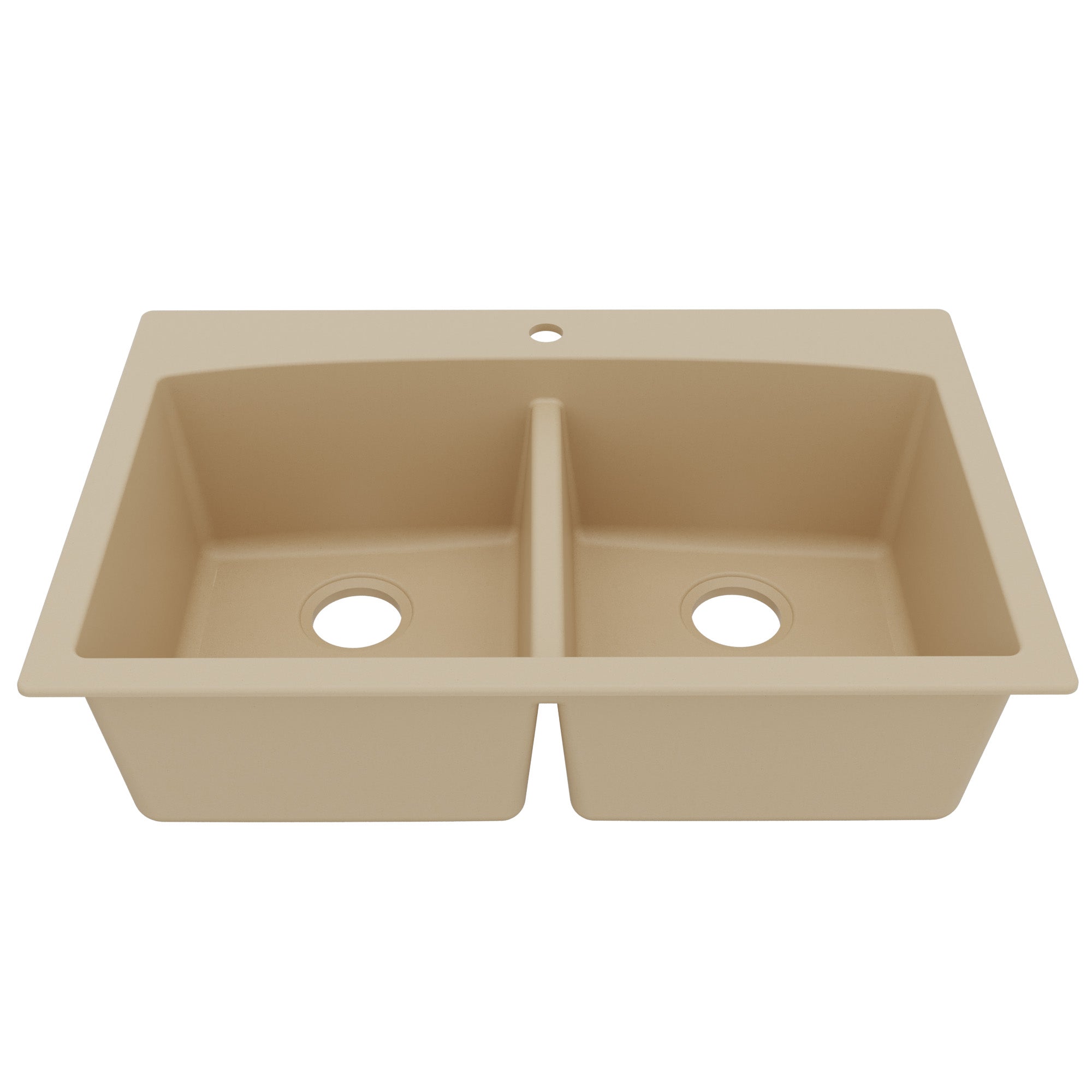 33" Top Mount Double Equal Bowl Quartz Composite Kitchen Sink In Bisque