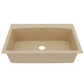 33" Top Mount Large Single Bowl Quartz Composite Kitchen Sink In Bisque