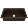 33" Top Mount Large Single Bowl Quartz Composite Kitchen Sink In Brown