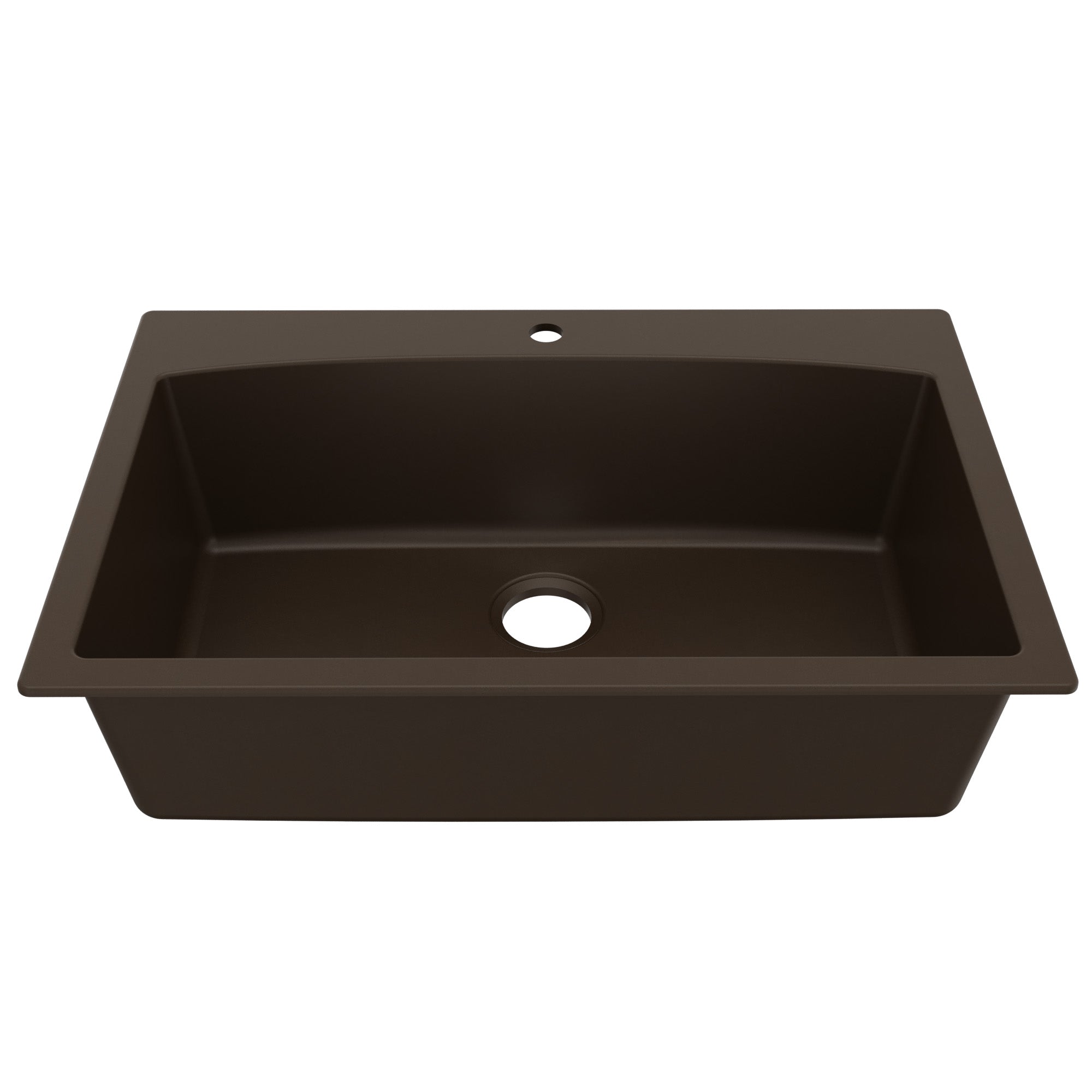 33" Top Mount Large Single Bowl Quartz Composite Kitchen Sink In Brown