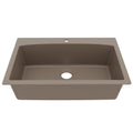 33" Top Mount Large Single Bowl Quartz Composite Kitchen Sink In Concrete