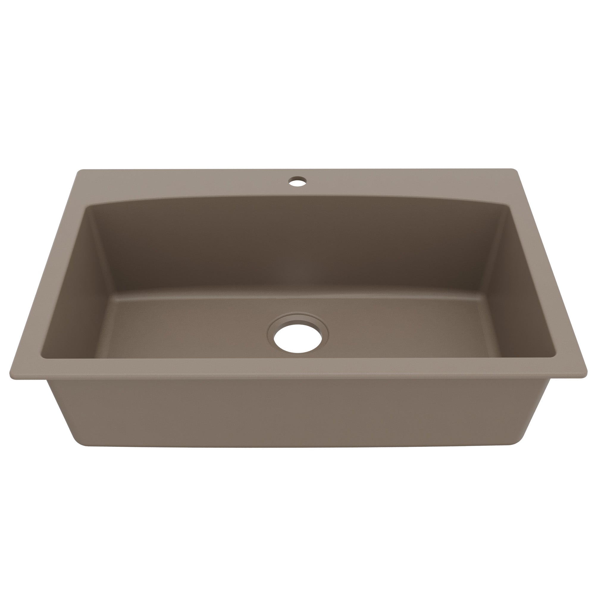 33" Top Mount Large Single Bowl Quartz Composite Kitchen Sink In Concrete