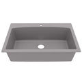 33" Top Mount Large Single Bowl Quartz Composite Kitchen Sink In Grey