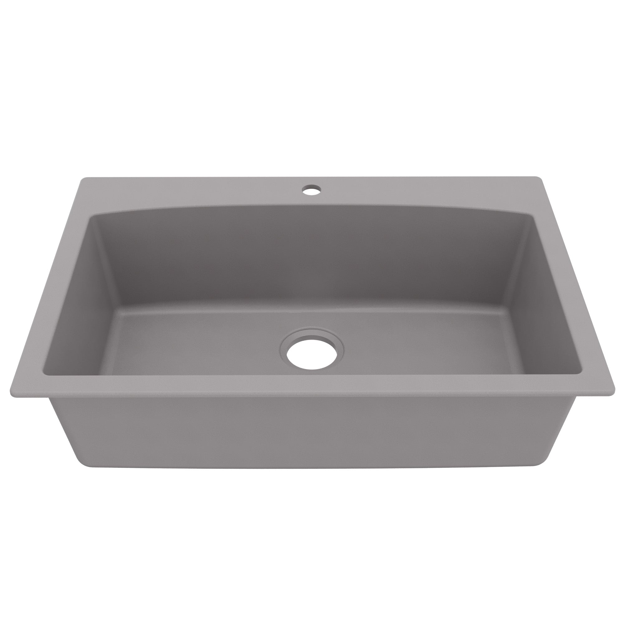 33" Top Mount Large Single Bowl Quartz Composite Kitchen Sink In Grey