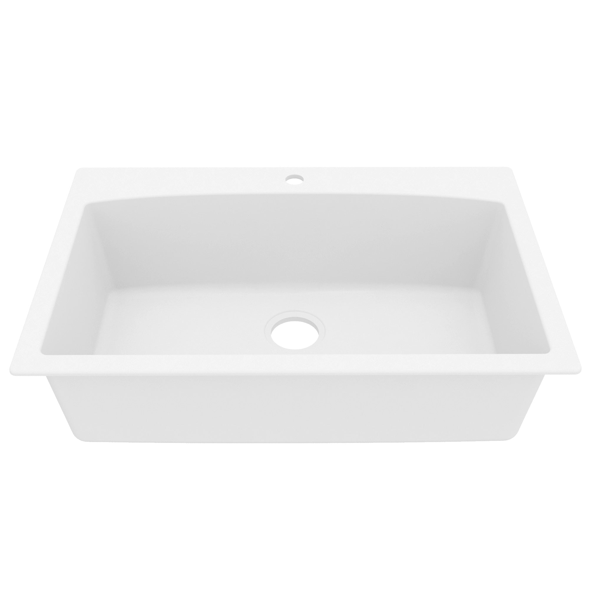 33" Top Mount Large Single Bowl Quartz Composite Kitchen Sink In White