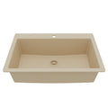 33" Top Mount Large Single Bowl Quartz Composite Kitchen Sink In Bisque