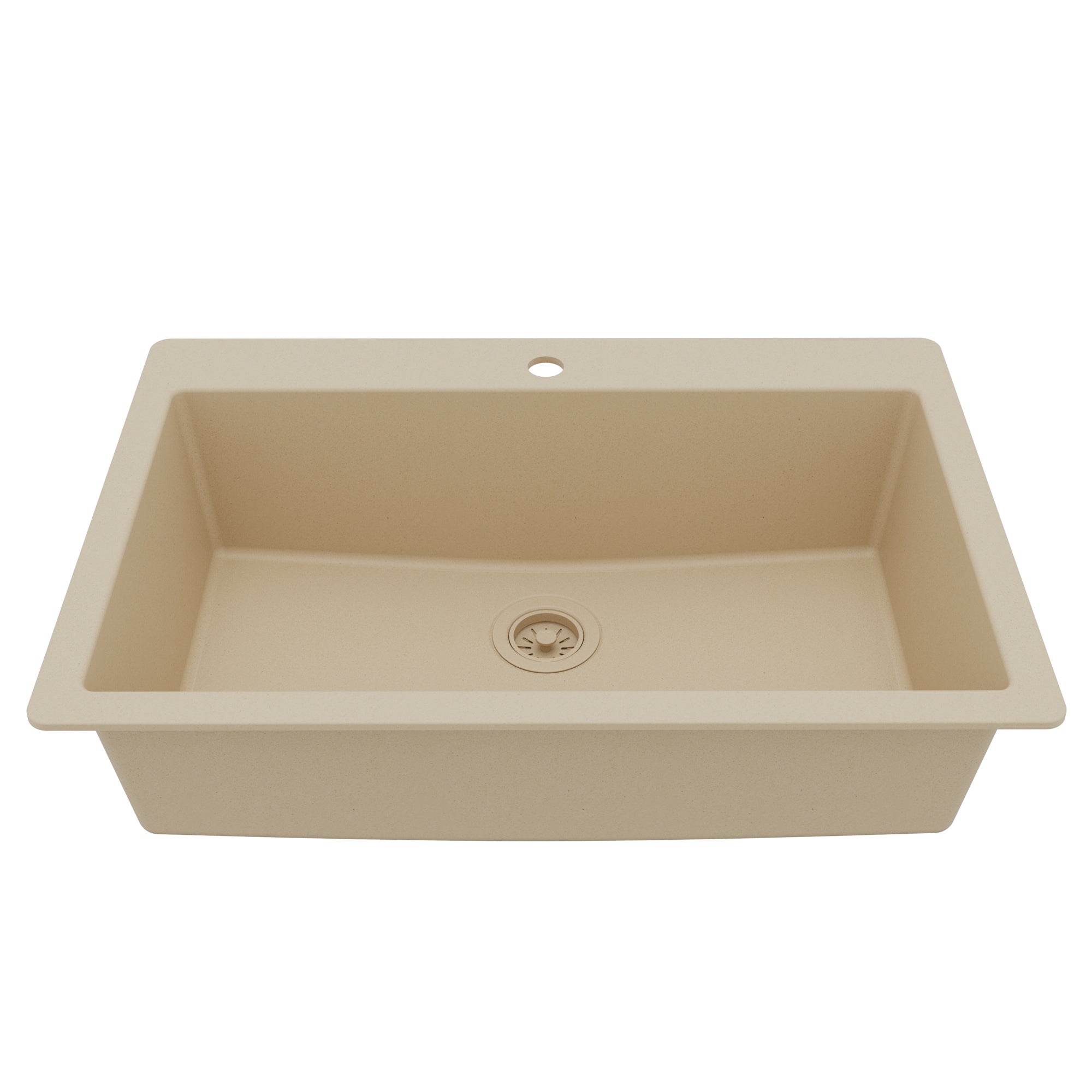33" Top Mount Large Single Bowl Quartz Composite Kitchen Sink In Bisque