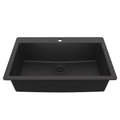 33" Top Mount Large Single Bowl Quartz Composite Kitchen Sink In Black