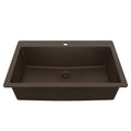 33" Top Mount Large Single Bowl Quartz Composite Kitchen Sink In Brown