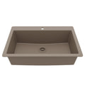 33" Top Mount Large Single Bowl Quartz Composite Kitchen Sink In Concrete
