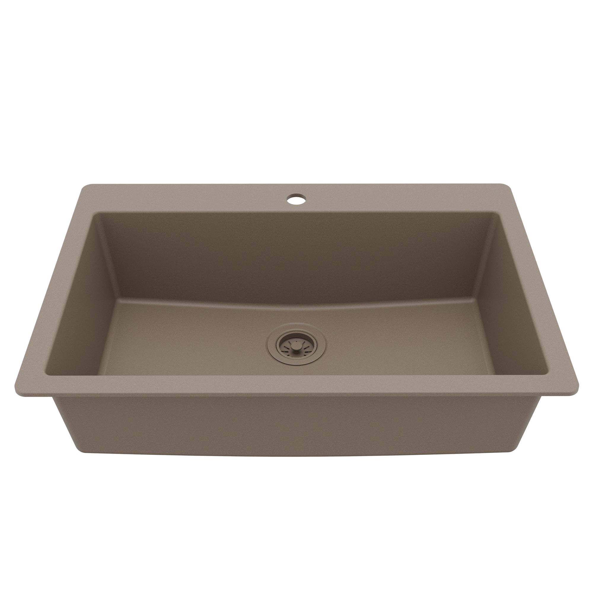 33" Top Mount Large Single Bowl Quartz Composite Kitchen Sink In Concrete