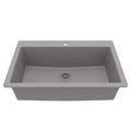 33" Top Mount Large Single Bowl Quartz Composite Kitchen Sink In Grey