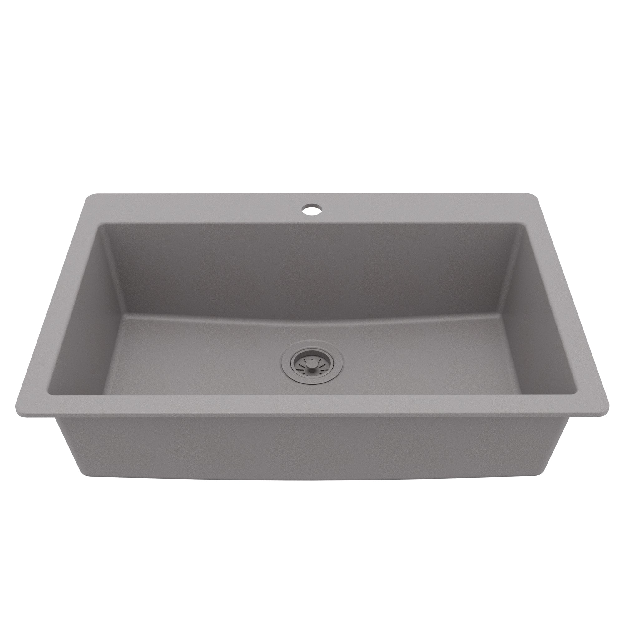 33" Top Mount Large Single Bowl Quartz Composite Kitchen Sink In Grey