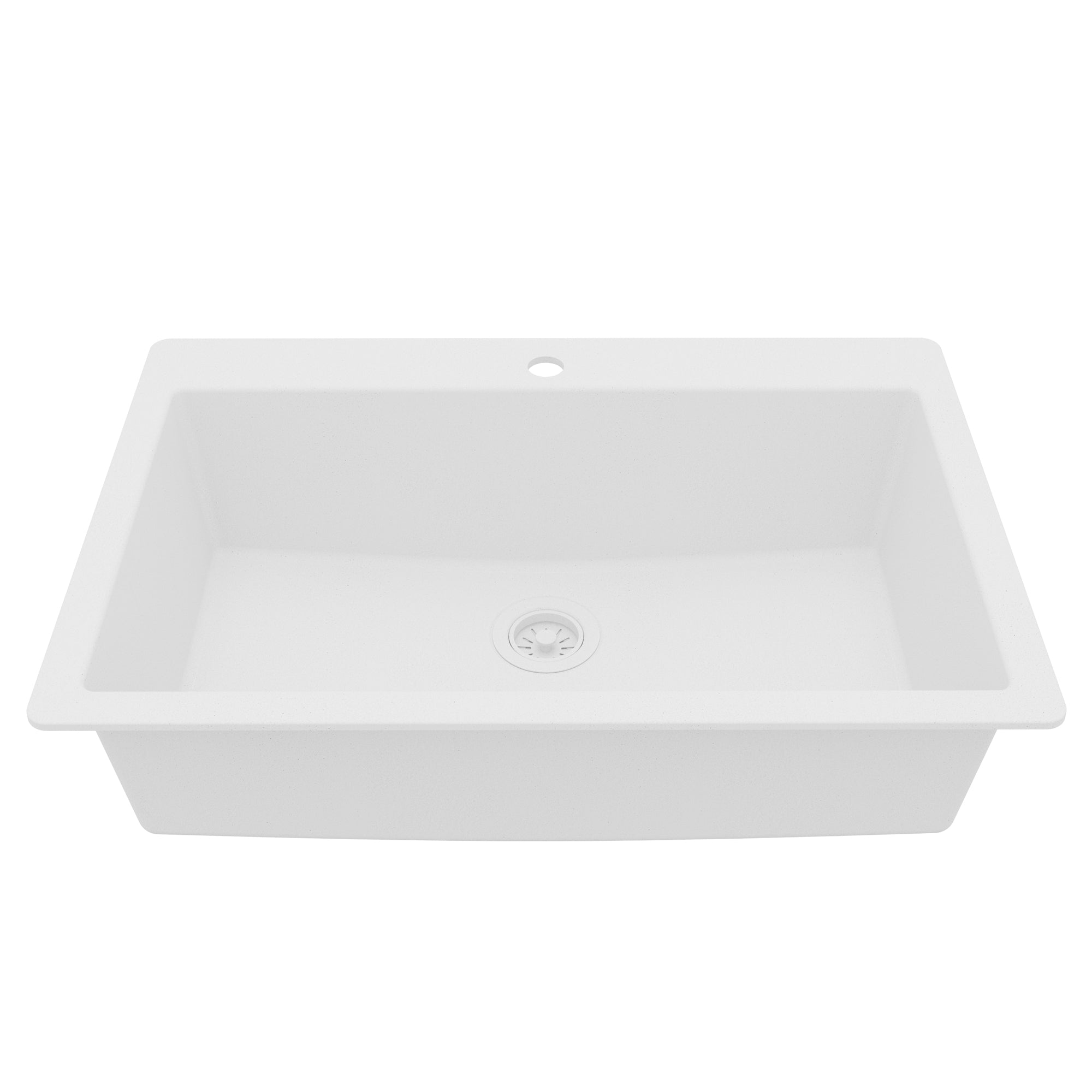 33" Top Mount Single Bowl Quartz Composite Kitchen Sink In White