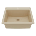 25" Top Mount Single Bowl Quartz Composite Kitchen Sink In Bisque