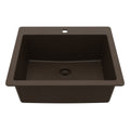 25" Top Mount Single Bowl Quartz Composite Kitchen Sink In Brown