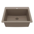 25" Top Mount Single Bowl Quartz Composite Kitchen Sink In Concrete