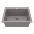 25" Top Mount Single Bowl Quartz Composite Kitchen Sink In Grey