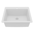 25" Top Mount Single Bowl Quartz Composite Kitchen Sink In White