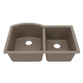 32-1/4" Undermount Double Offset Bowl Quartz Composite Kitchen Sink In Concrete
