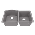 32-1/4" Undermount Double Offset Bowl Quartz Composite Kitchen Sink In Grey