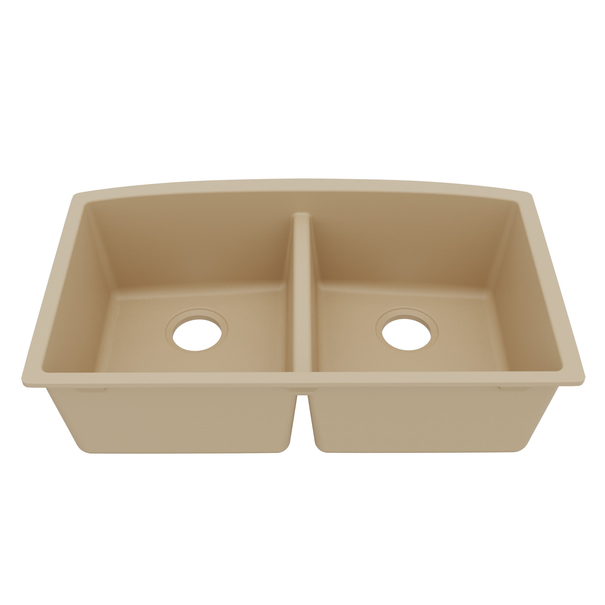 32-1/2" Undermount Double Equal Bowl Quartz Composite Kitchen Sink In Bisque