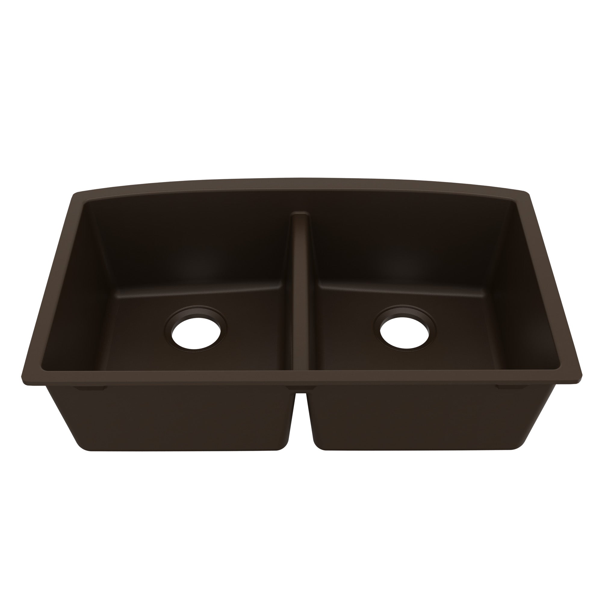 32-1/2" Undermount Double Equal Bowl Quartz Composite Kitchen Sink In Brown