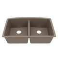 32-1/2" Undermount Double Equal Bowl Quartz Composite Kitchen Sink In Concrete