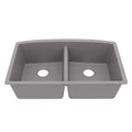 32-1/2" Undermount Double Equal Bowl Quartz Composite Kitchen Sink In Grey