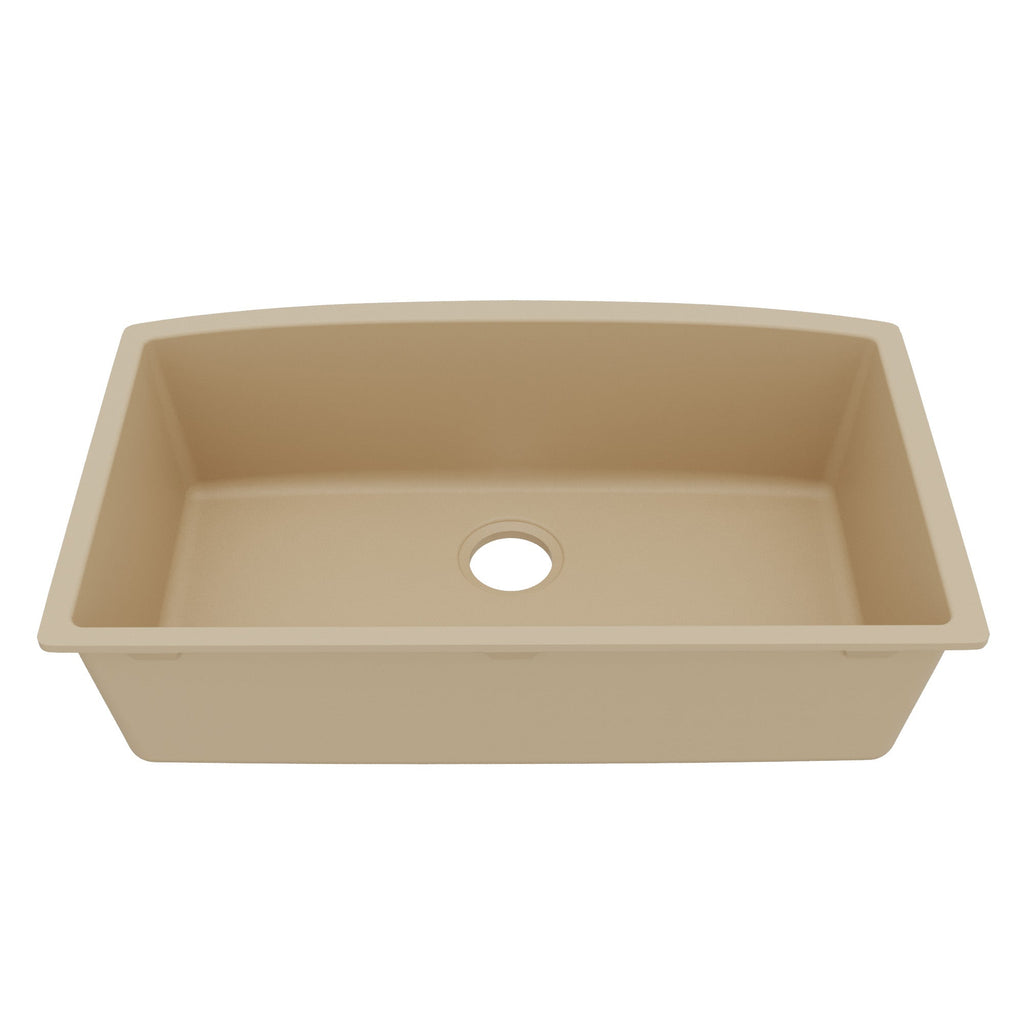 32-1/2" Undermount Large Single Bowl Quartz Composite Kitchen Sink In Bisque