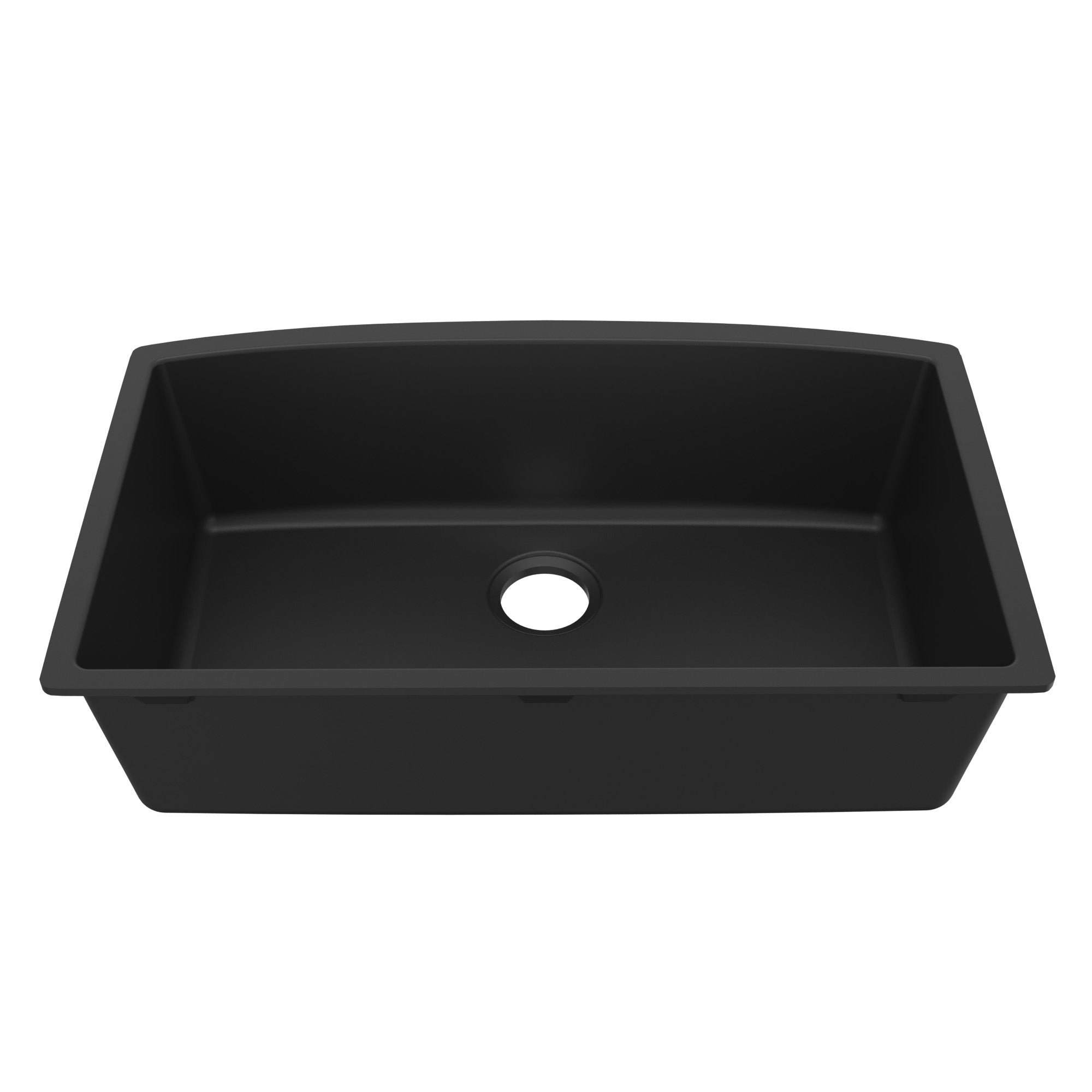 32-1/2" Undermount Large Single Bowl Quartz Composite Kitchen Sink In Black