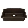 32-1/2" Undermount Large Single Bowl Quartz Composite Kitchen Sink In Brown