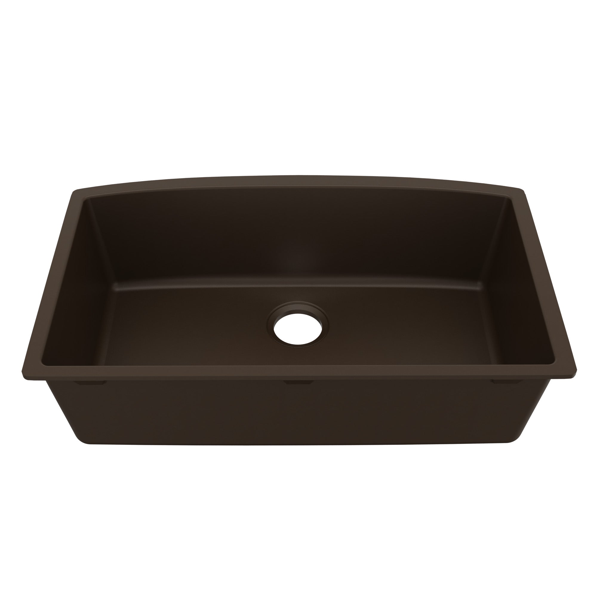 32-1/2" Undermount Large Single Bowl Quartz Composite Kitchen Sink In Brown