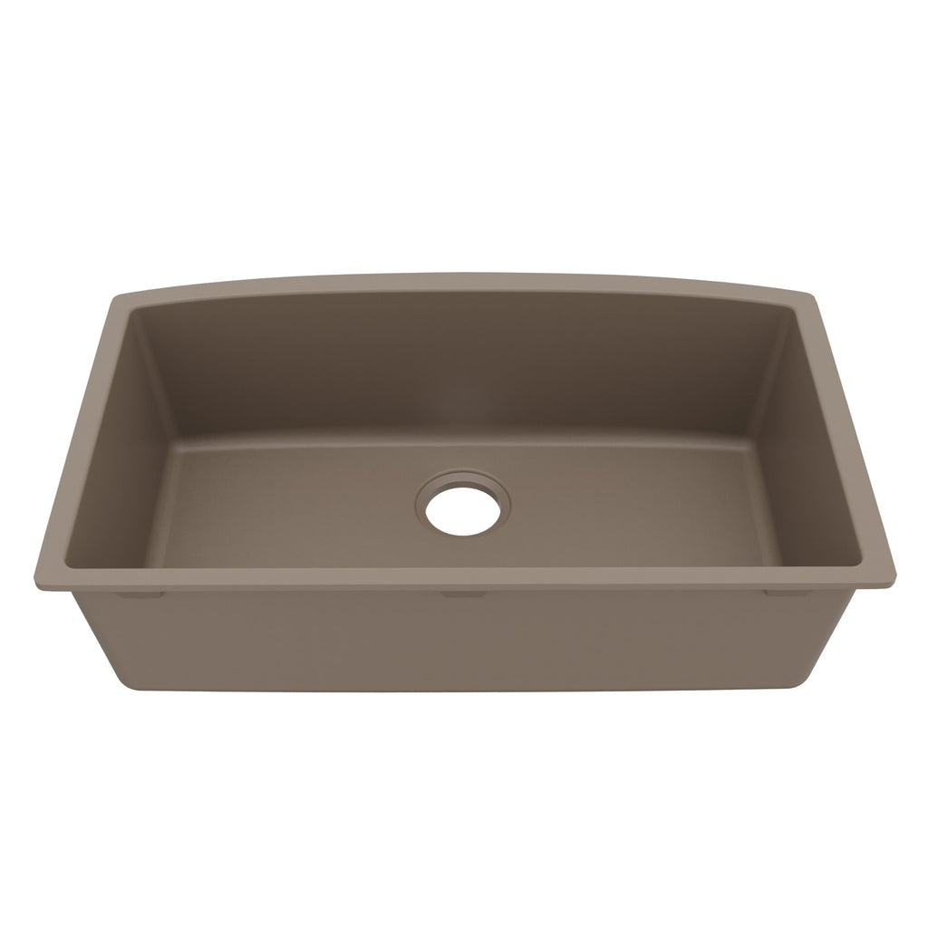 32-1/2" Undermount Large Single Bowl Quartz Composite Kitchen Sink In Concrete